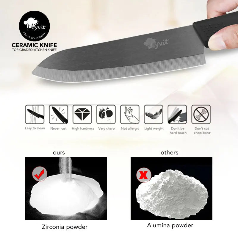 Ceramic Knives Complete Kitchen Unit 3 4 5 6 Inch Utility Fruit Slicing Peeler with Sheath Black Zirconia Blade Bread Chef Knife