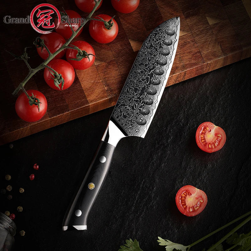 5 Inch Santoku Knife Japanese Damascus Stainless Steel 67 Layers Japanese Damascus Kitchen Knives Professional Chef's Tools