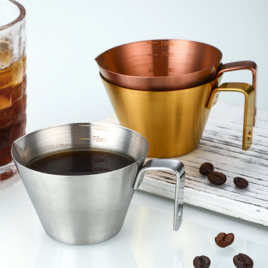 304 Stainless Steel Espresso Measuring Cup Small 100ml Espresso Shot Cup Dishwasher Safe V-Shaped Mouth