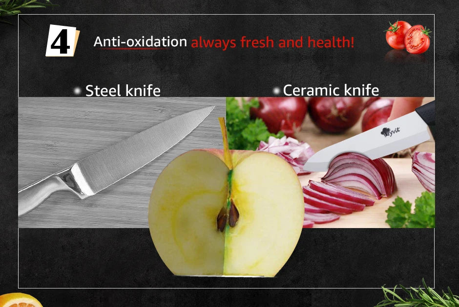 Ceramic Knives Kitchen knives 3 4 5 6 inch Chef knife Cook Set+peeler white zirconia blade Multi-color Handle High Quality