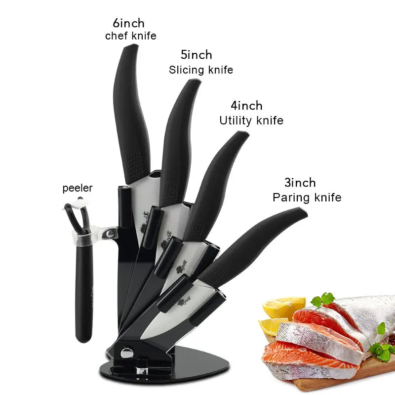 Ceramic Knives Kitchen knives 3 4 5 6 inch Chef knife Cook Set+peeler white zirconia blade Multi-color Handle High Quality