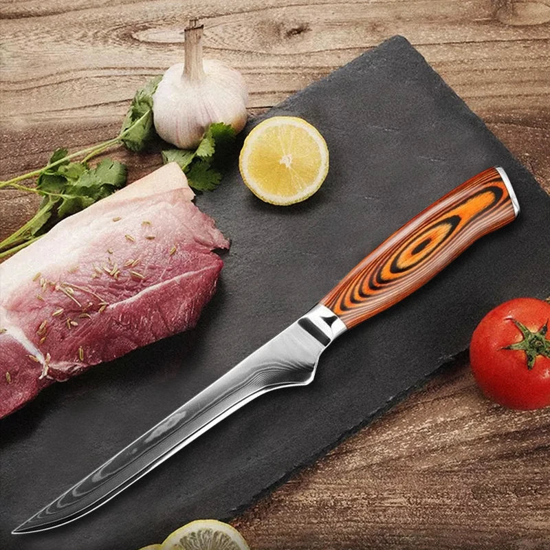 6 Inch Boning Knife High Carbon Butcher Knife Japanese VG10 Damascus Steel Kitchen Knife Wood Handle Meat Cleaver