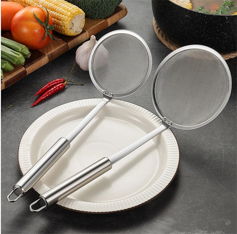 304 Stainless Steel Pasta Colander Oil Filter Spoon Large Skimmer Noodle Drainer Long Handle Fine Mesh Screen Kitchen Gadgets