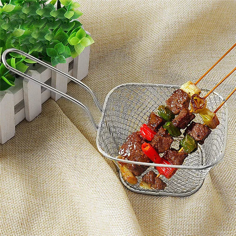 1/2/8Pcs Stainless Steel French Fries Basket Mesh Kitchen Frying Tools Colander Mini Chips Fryer Cooking Frying Basket Strainer