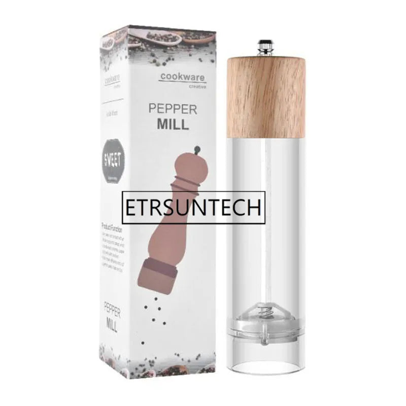 30pcs Oak Wood Acrylic Salt Pepper Mill Spice Grinder Muller Kitchen Tool Manual Kitchen Salt Grinder