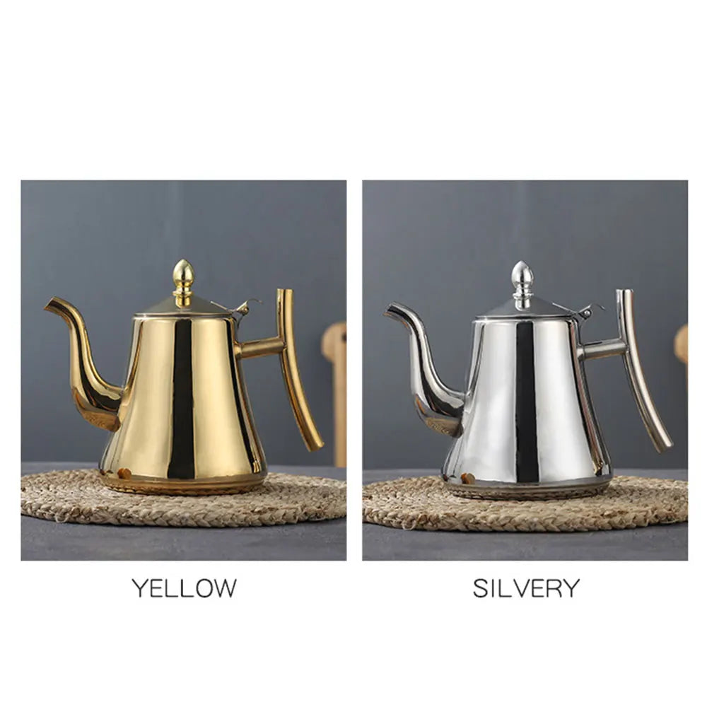 1.0L/1.5L/2.0L Gold Teapot Stainless Steel Tea Water Kettle With Removable Infuser Home Tea Tool Coffee Milk Oolong Drip Pot