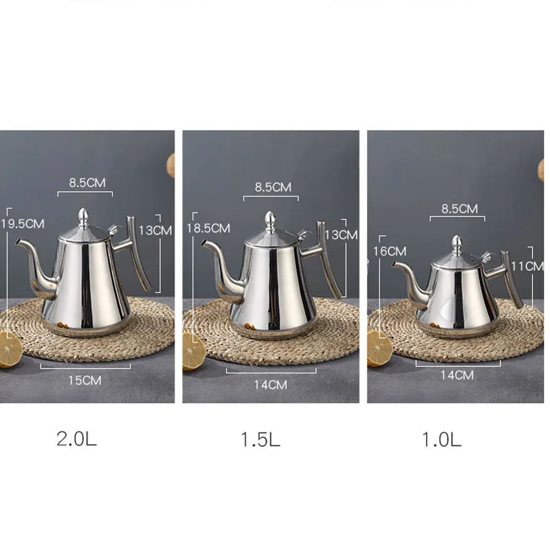 1.0L/1.5L/2.0L Gold Teapot Stainless Steel Tea Water Kettle With Removable Infuser Home Tea Tool Coffee Milk Oolong Drip Pot