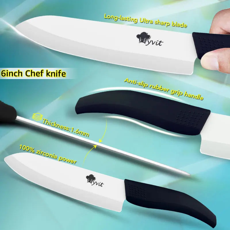 Ceramic Knives Kitchen knives 3 4 5 6 inch Chef knife Cook Set+peeler white zirconia blade Multi-color Handle High Quality