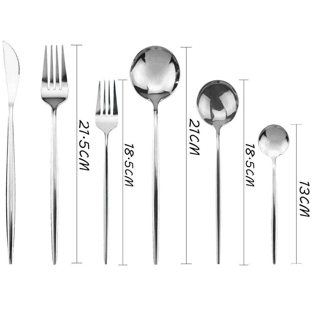 24Pcs/set Black Gold Cutlery Set 18/10 Stainless Steel Dinnerware Silverware Flatware Set Dinner Knife Fork Spoon Dropshipping