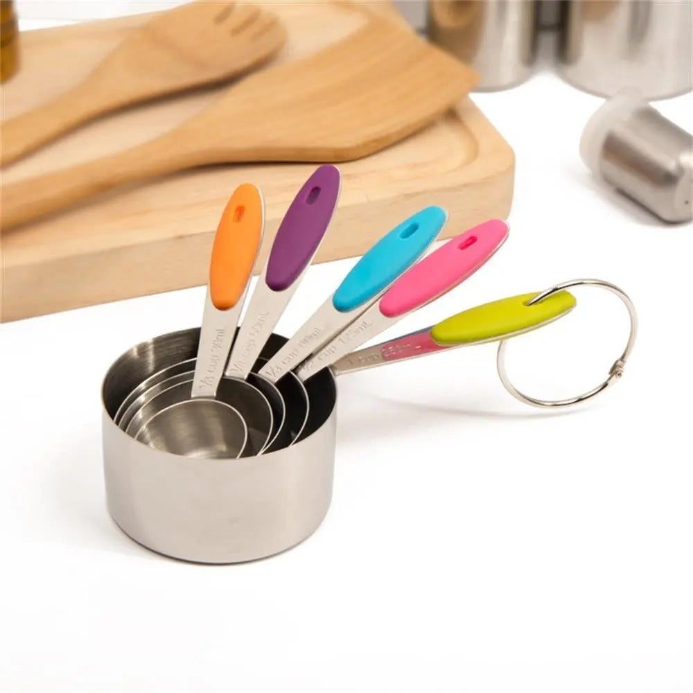 2019 Stainless Steel Measuring Cups and Spoons Stackable Set, Professional Metal Cookware Tools to Measure Liquid and Dry