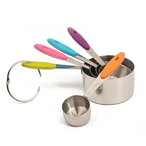 2019 Stainless Steel Measuring Cups and Spoons Stackable Set, Professional Metal Cookware Tools to Measure Liquid and Dry