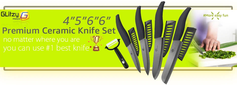 Ceramic Knives Complete Kitchen Unit 3 4 5 6 Inch Utility Fruit Slicing Peeler with Sheath Black Zirconia Blade Bread Chef Knife