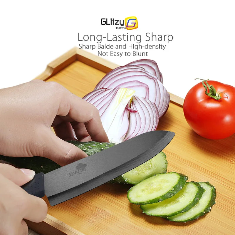 Ceramic Knives Complete Kitchen Unit 3 4 5 6 Inch Utility Fruit Slicing Peeler with Sheath Black Zirconia Blade Bread Chef Knife