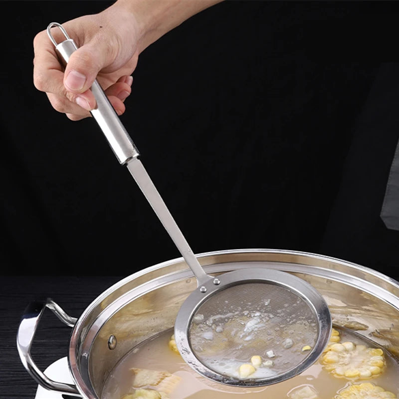 304 Stainless Steel Pasta Colander Oil Filter Spoon Large Skimmer Noodle Drainer Long Handle Fine Mesh Screen Kitchen Gadgets