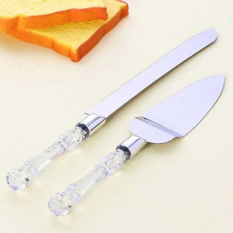 Stainless Steel Cake Shovel Set Bread Pizza Knife Dessert Pie Fondant Divider Cutter Spatula for Wedding Birth Baking Tool  2Pcs