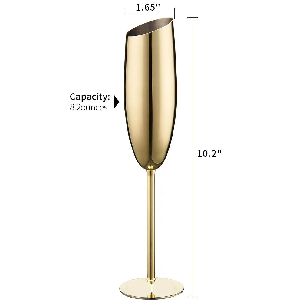 304 Stainless Steel Beveled Champagne Cup Goblets 8.2oz Cocktail Martini Wine Glass Champagne Glasses Stemware for Bar Utensils