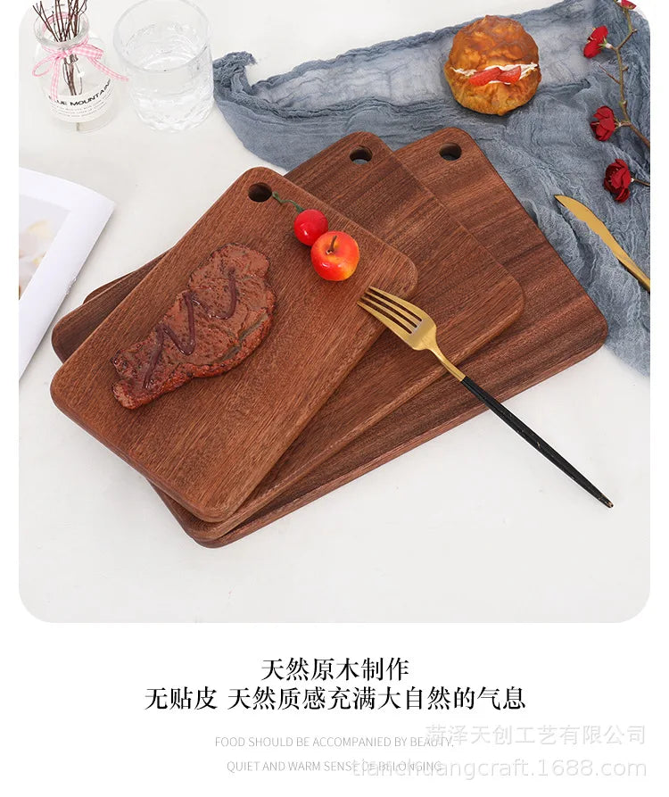 Quality Kitchen Wooden Chopping Blocks Beech Walnut Cutting Board Pizza Bread Fruit Sushi Tray Hangable Non-slip Kitchen Tools