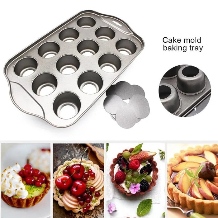 12 Grid Mini Baking Cake Tray Cheesecake Cup Non-Stick Cupcake   Pan Moldes Para Hornear  Decorating Tools