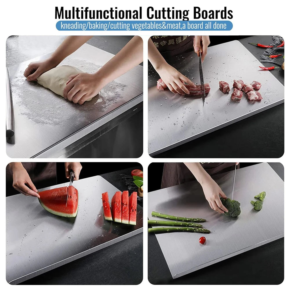 Stainless Steel Cutting Board 30x40cm Vegetable Food Chopping Board Kitchen Kneading Panel Pastry Baking Board Countertop