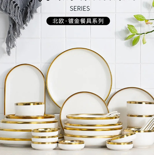 Food Plates Set Plate Full Tableware of Plates Complete Tableware of Dishes 24 Pieces Dishes for Serving Ceramic Kitchen Dining