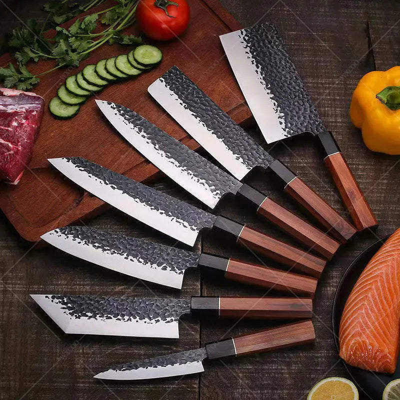 Hammered Forging Professional Chef's Knife Stainless Steel Kitchen Meat Cutting Knife Japanese Santoku Slicing Knife