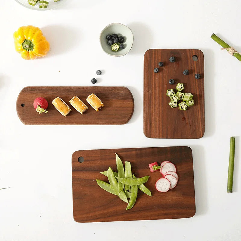 Quality Kitchen Wooden Chopping Blocks Beech Walnut Cutting Board Pizza Bread Fruit Sushi Tray Hangable Non-slip Kitchen Tools