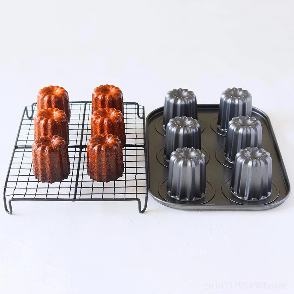 6/12 Cavity Canele Molds Carbon Steel Cannele Fluted Mould Non-Stick Canele Cupcake Muffin Cake Pan Kitchen Baking Tools