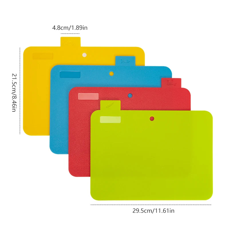 4Pcs/Set Chopping Board with Holder Plastic Cutting Boards Kitchen Non-Slip Anti Bacterium Chopping Block Dishwasher Safe