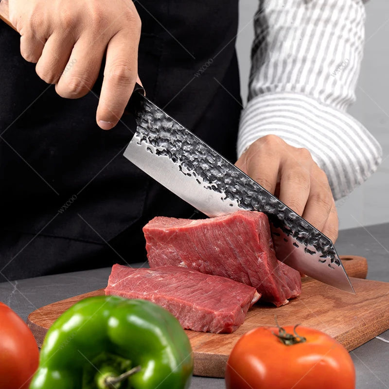 Hammered Forging Professional Chef's Knife Stainless Steel Kitchen Meat Cutting Knife Japanese Santoku Slicing Knife