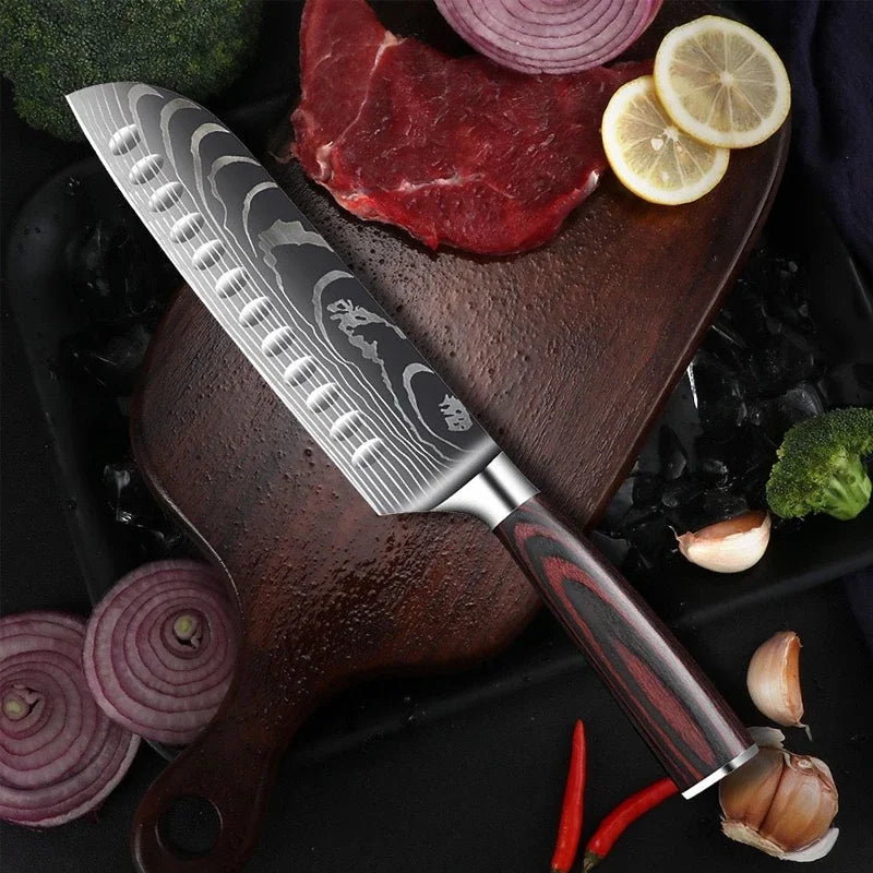 Professional Japanese Chef Knife Sharp Kitchen Knife Set Cooking Knives Set High Carbon Stainless Steel for Kitchen Knife Holder