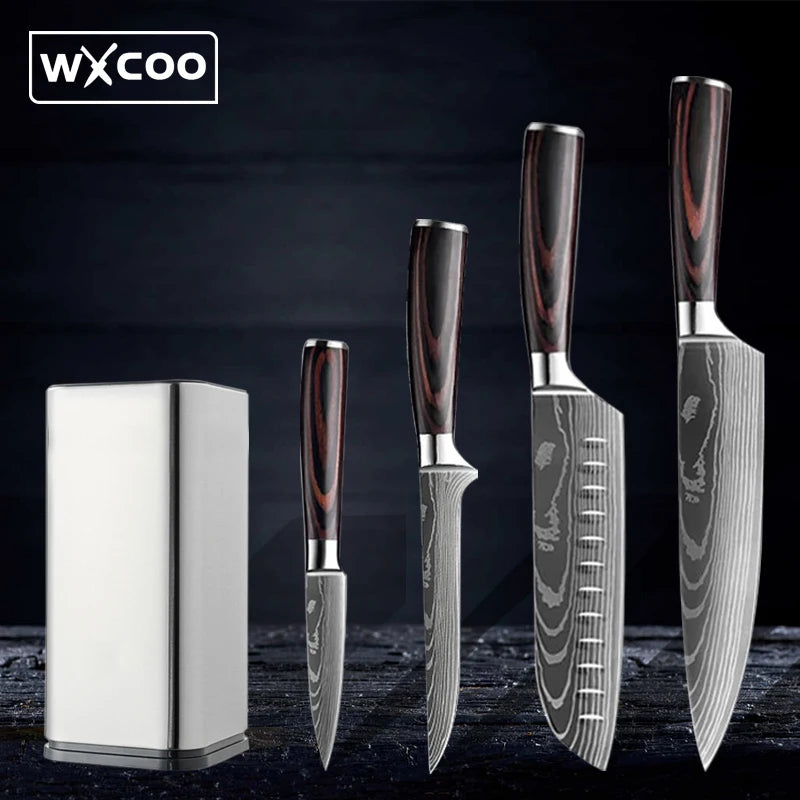 Professional Japanese Chef Knife Sharp Kitchen Knife Set Cooking Knives Set High Carbon Stainless Steel for Kitchen Knife Holder