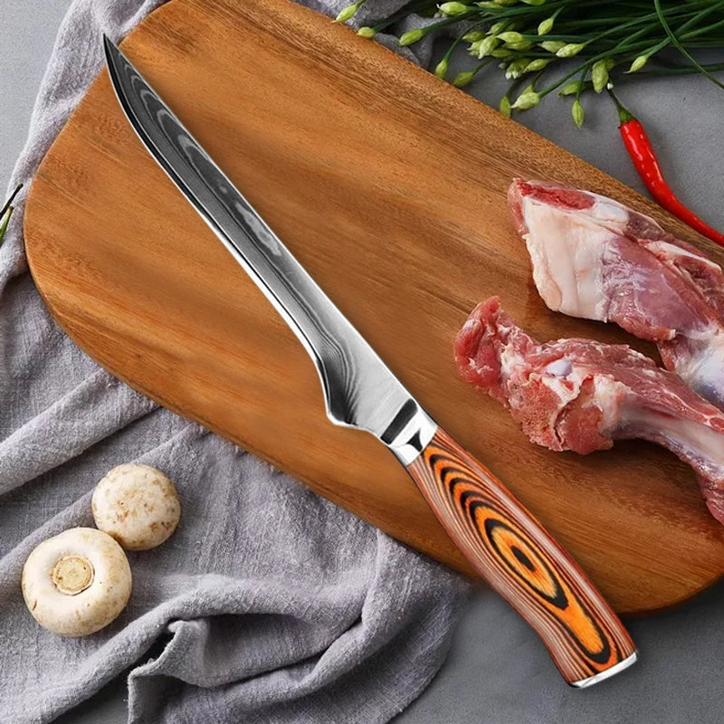 6 Inch Boning Knife High Carbon Butcher Knife Japanese VG10 Damascus Steel Kitchen Knife Wood Handle Meat Cleaver