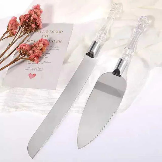 Stainless Steel Cake Shovel Set Bread Pizza Knife Dessert Pie Fondant Divider Cutter Spatula for Wedding Birth Baking Tool  2Pcs