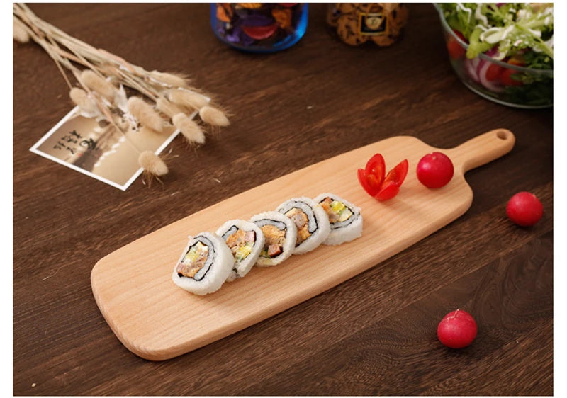 Quality Kitchen Wooden Chopping Blocks Beech Walnut Cutting Board Pizza Bread Fruit Sushi Tray Hangable Non-slip Kitchen Tools