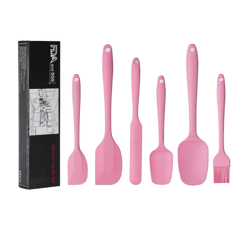 6 Piece Silicone Spatula Set Non-Stick Heat-Resistant Spatulas Turner for Cooking Baking Mixing Baking Tools Cookware With Box