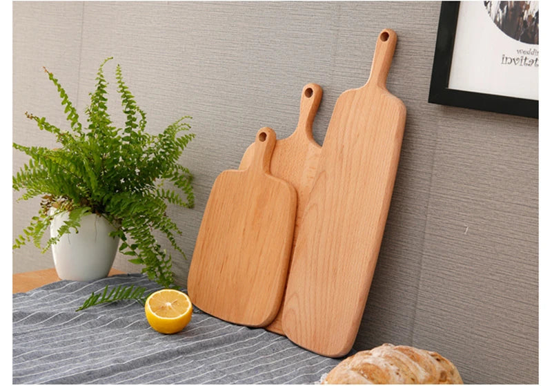 Quality Kitchen Wooden Chopping Blocks Beech Walnut Cutting Board Pizza Bread Fruit Sushi Tray Hangable Non-slip Kitchen Tools