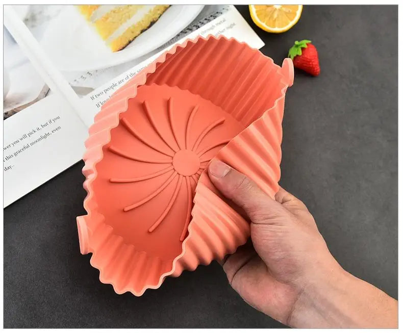 2022 New Air Fryer Accessories Reusable Non-Stick Silicone Cookware Air Fryer Baking Basket Baking Tools Tray Pads