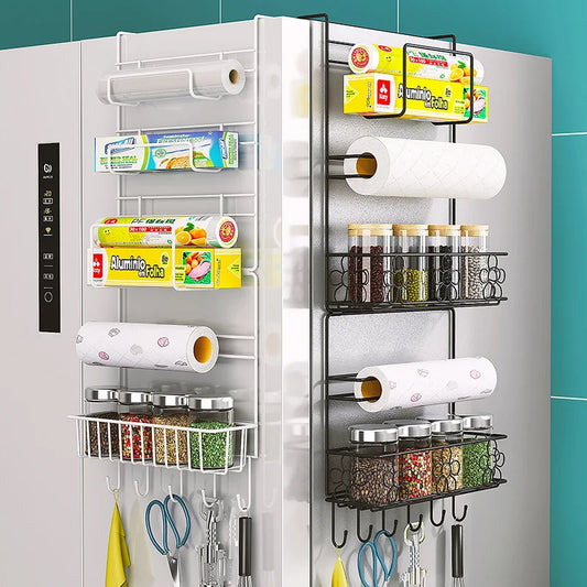 Refrigerator Storage Shelf Fridge Wall Side Hanging Storage Rack Kitchen Shelf Towel Bottle Spice Organizer Kitchen Gadgets Tool