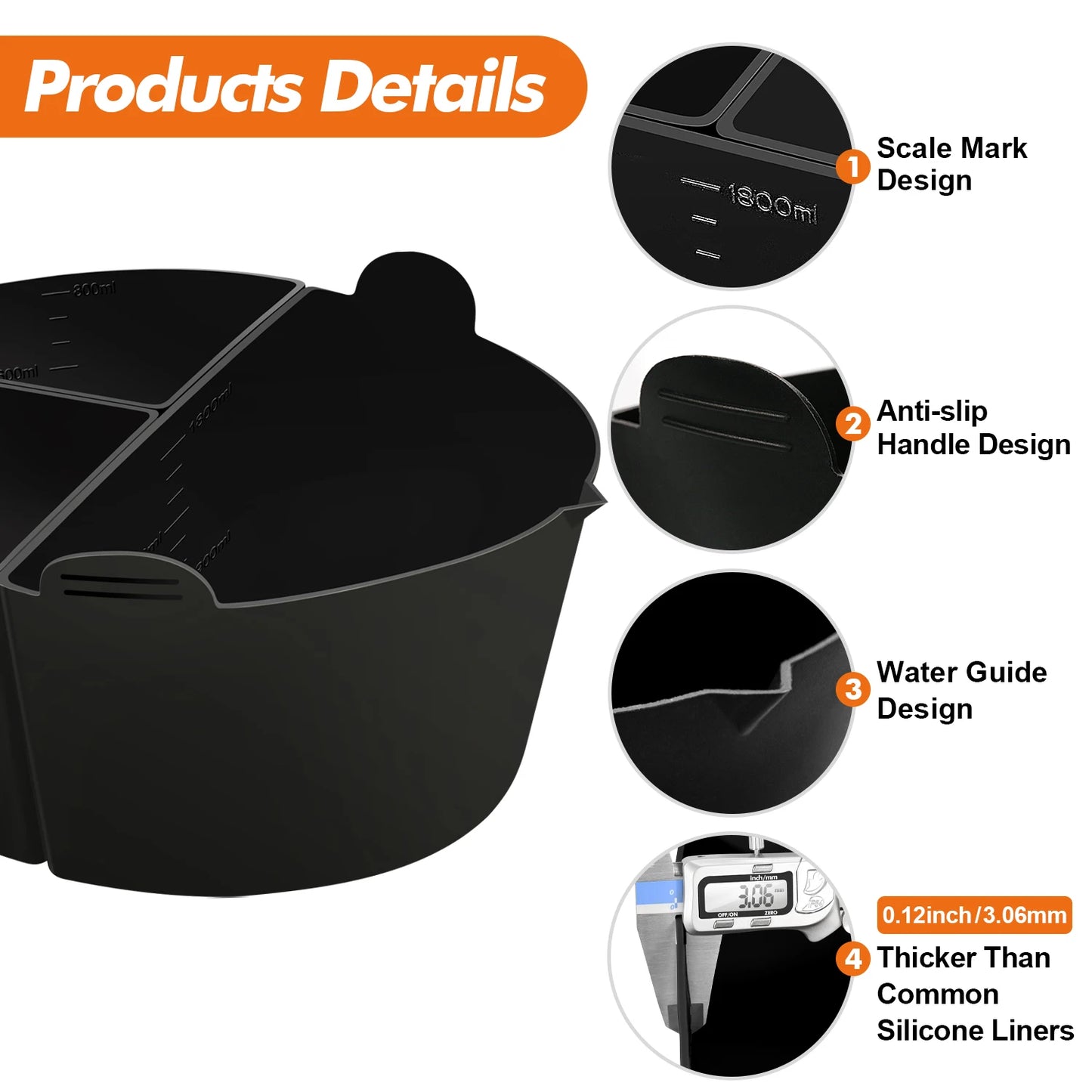 Slow Cooker Liners for 6 – 8 QT Crockpot & Hamilton Pot, Allows Cooking 3 Foods At Once,Reusable Silicone Slow Cooker Divider