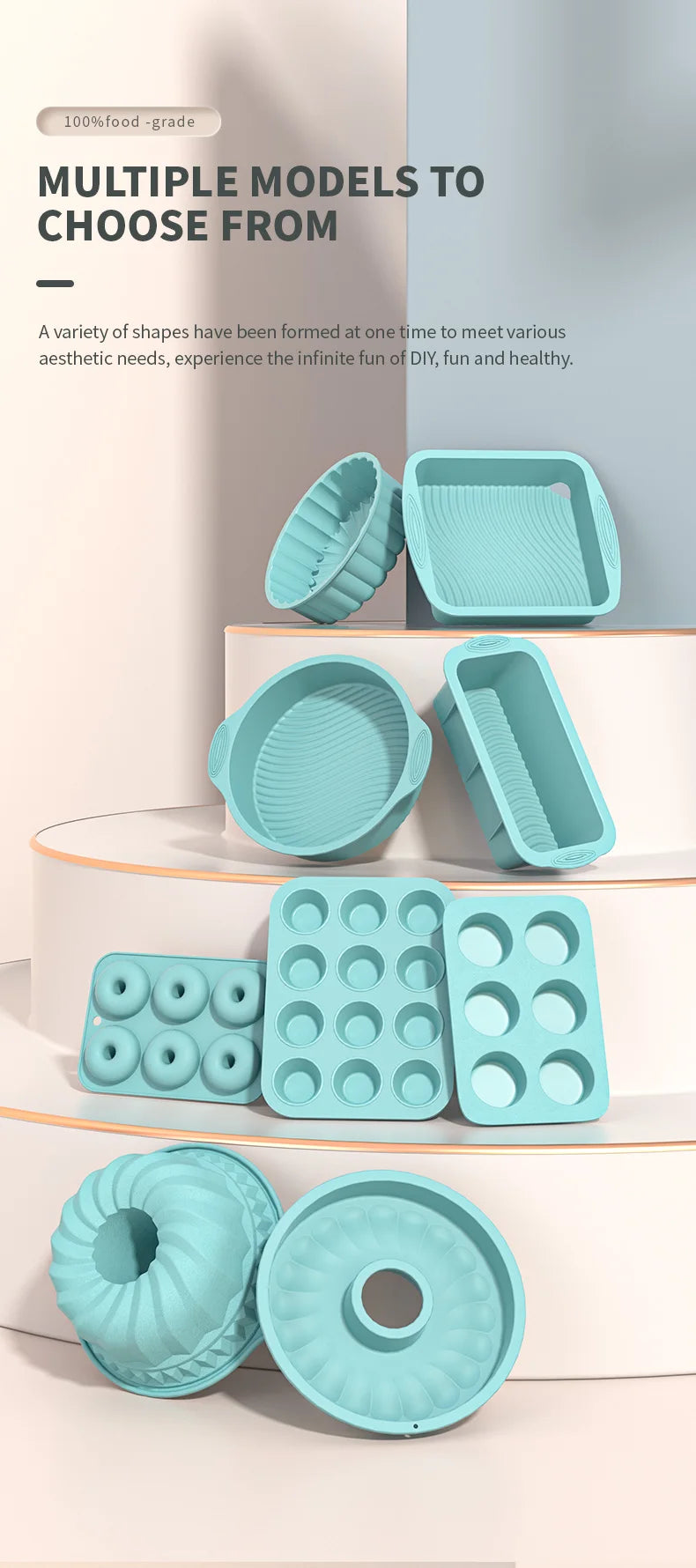 YongHao 3D Shape Silicone Cake Mold DIY Pastry Baking Tools for Cake Pan Kitchen Fluted Tube Pan Bakeware Cake Decorating Tool