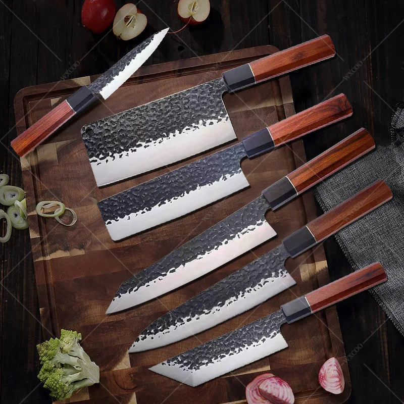 Hammered Forging Professional Chef's Knife Stainless Steel Kitchen Meat Cutting Knife Japanese Santoku Slicing Knife