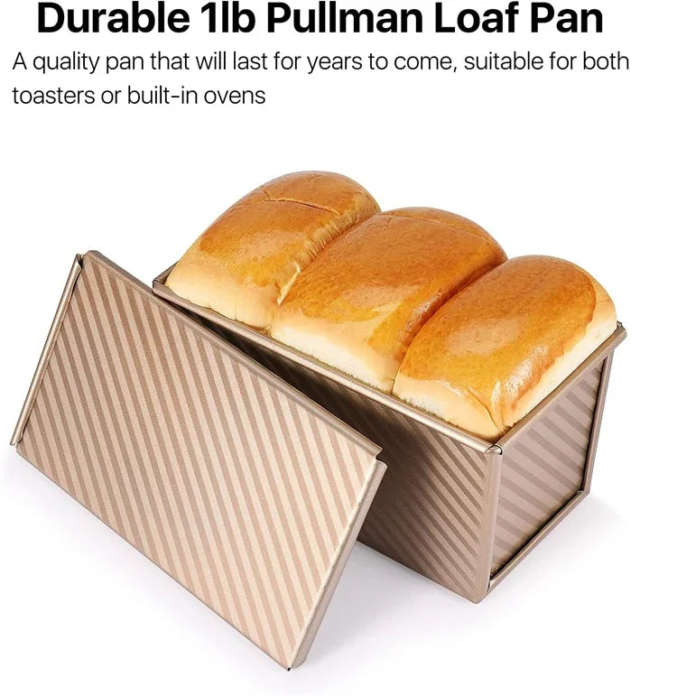 Bread Loaf Pan for Baking with Lid Non-Stick Carbon Steel Corrugated Bread Toast Box Mold for Baking Bread Cakes and Meatloaf