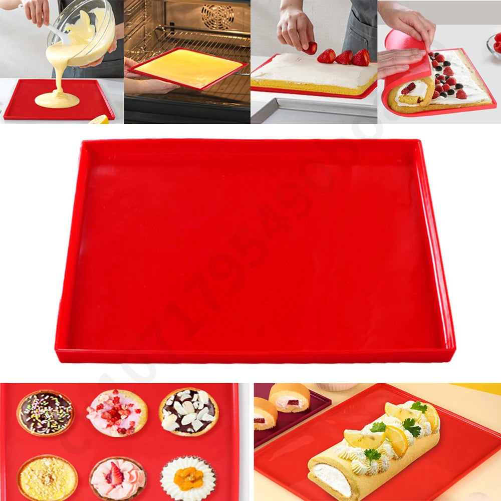 Silicone Swiss Cake Roll Mat Non-stick Baking Mat Cake Rolling Maker Tools Oven Heat-Resisting Cake Tray Kitchen Accessories