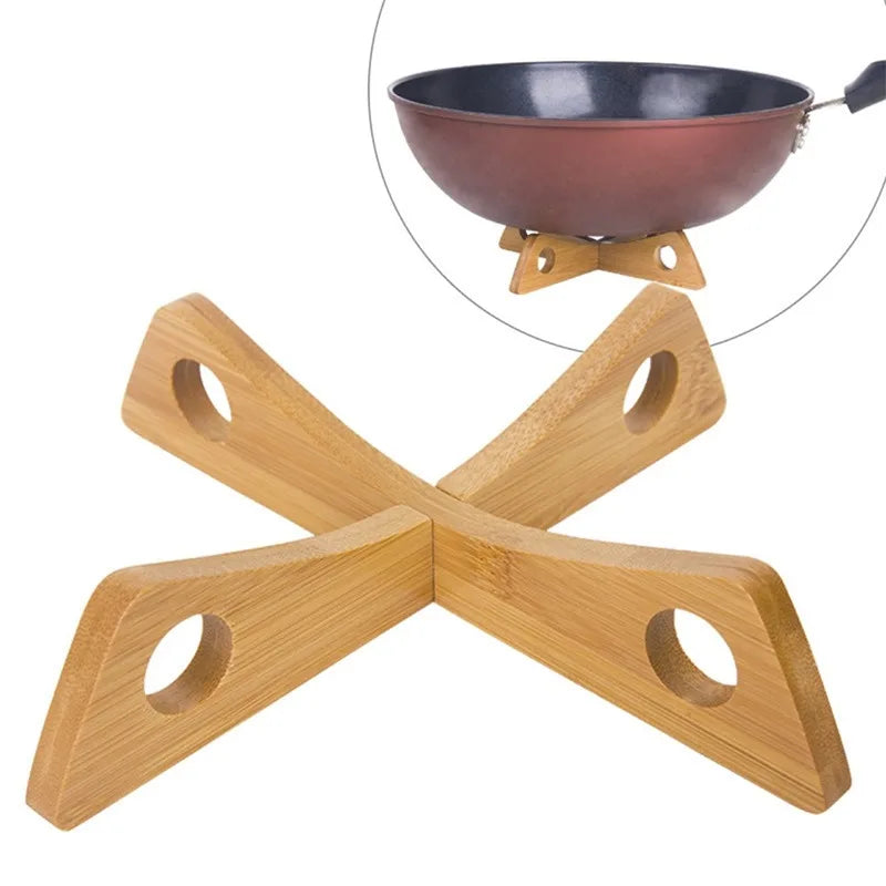 Pot Holder Hanging Detachable Protection Bamboo Hot Mat Heat Casserole Shelving Kitchen Bowl Bottom Stand Trivet Storage Rack