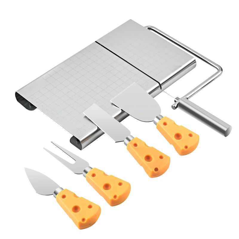 10pcs Cheese Slicer Kit Cutting Board with 5 Cutting Wires Cheese Knifes  Stainless Steel Cheese Cliser Wires for Cheese Tools