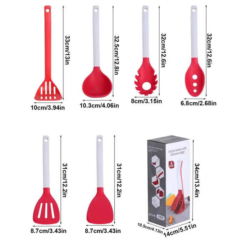 Silicone Spatula Kitchen Set 6Pcs Silicone Kitchenware Portable Silicone Spatula Cookware Utensils Set For Cooking Baking