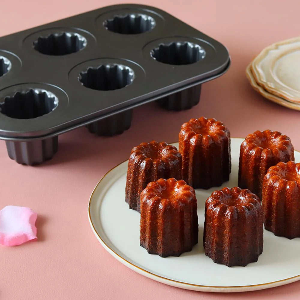 6/12 Cavity Canele Molds Carbon Steel Cannele Fluted Mould Non-Stick Canele Cupcake Muffin Cake Pan Kitchen Baking Tools