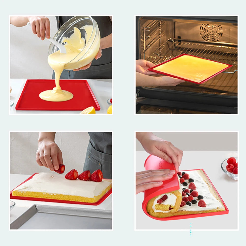 Silicone Swiss Cake Roll Mat Non-stick Baking Mat Cake Rolling Maker Tools Oven Heat-Resisting Cake Tray Kitchen Accessories