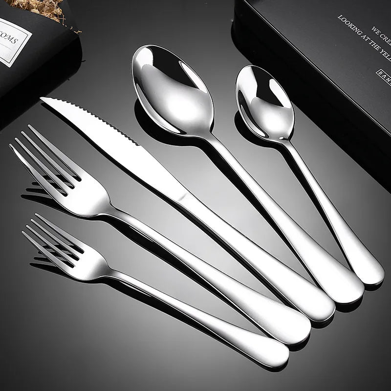 Spoon Knife Fork Cutlery Set Christmas Decoration Kitchenware Stainless Steel Tableware Dinnerware 2 PCS Kit