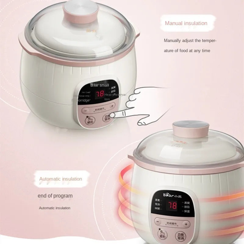 Ceramic Stew Pot Purple Sand Slow Cooker Steamer 2-layer Small Porridge Stewpot Ceramic Braised Mini Crockpot Electric Soup Pot